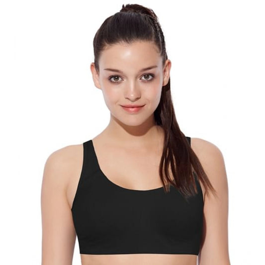 Enamor SB06 Women's Cotton Low Impact Non-Padded, Non-Wired, High-Coverage Bra (Black)